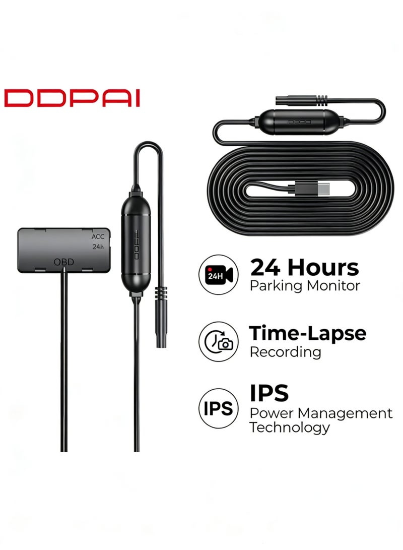 ddpai OBD Hardwire Kit for Dash Cam, 10Ft Dash Camera Hardwire Kit, Compatible with Z50 Pro/Z60/Z60 Pro Models, Enabling 24 Hours Parking Monitor, 12V/2A to 5V/3A - Image 1